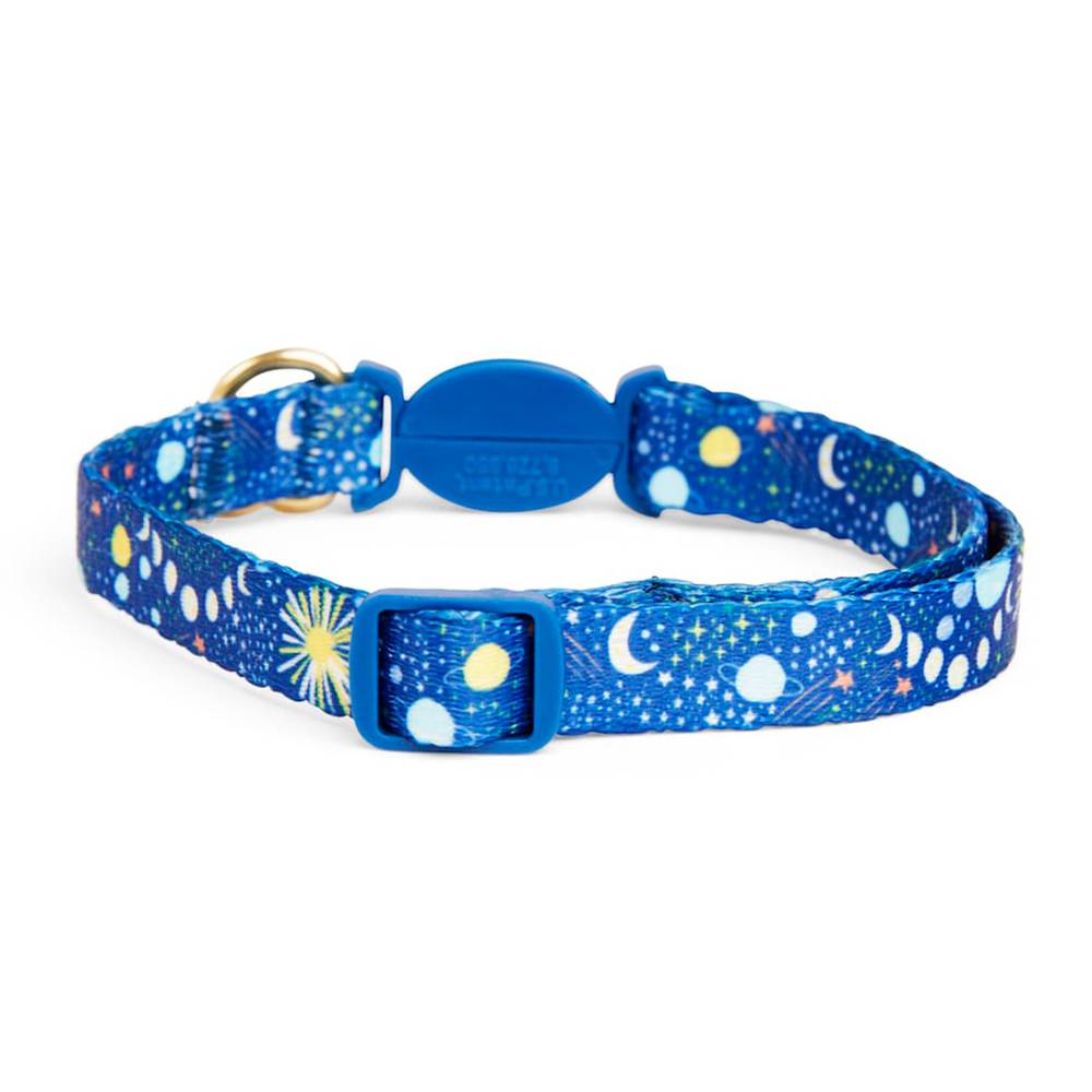 Youly collar con broche de seguridad diseño espacial para gato (azul)