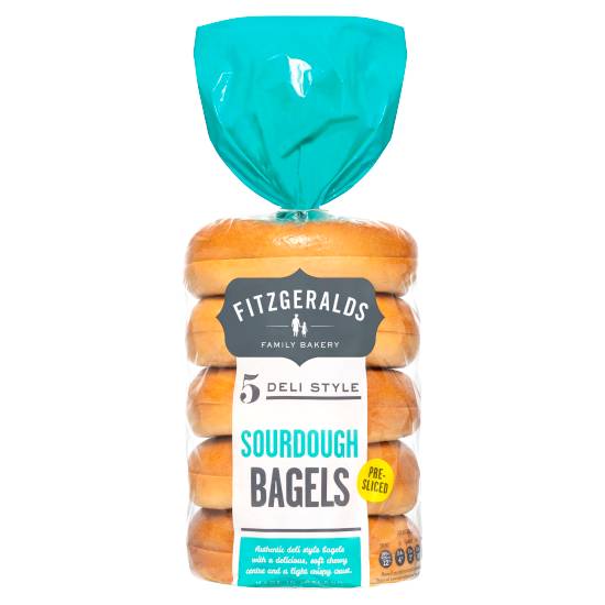 Fitzgeralds Deli Style Sourdough Bagels Pre-Sliced (5 pack)