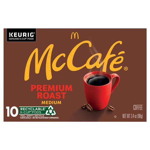 McCafe Premium Roast Medium Coffee, Single Serve Keurig K-Cup Pods, 10ct