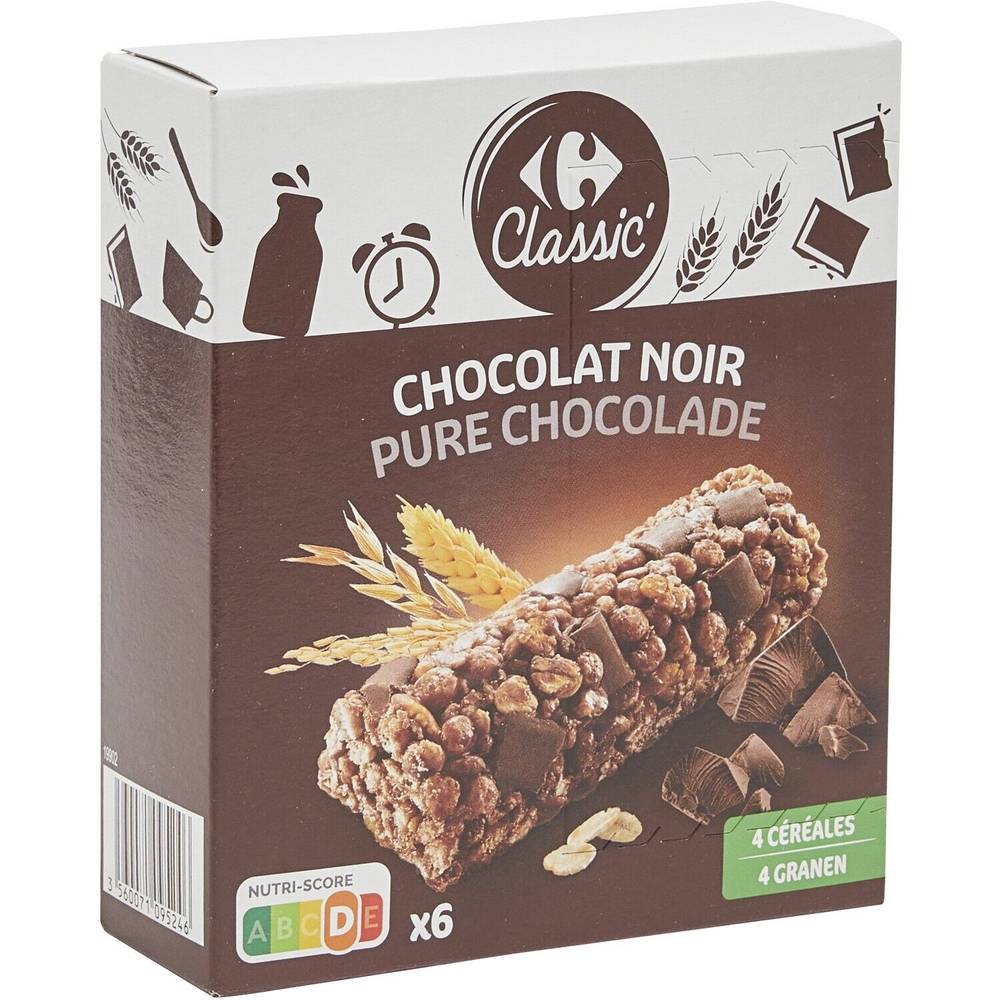 Carrefour Classic' - Barres céréales chocolat noir (21g)