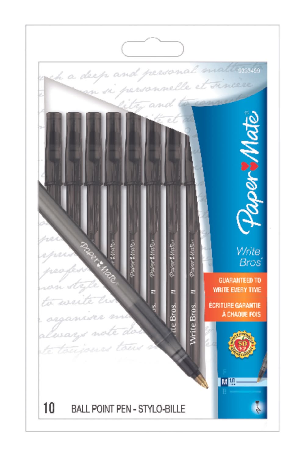 Paper Mate Write Bros Black Ball Point Pen 10 Pk