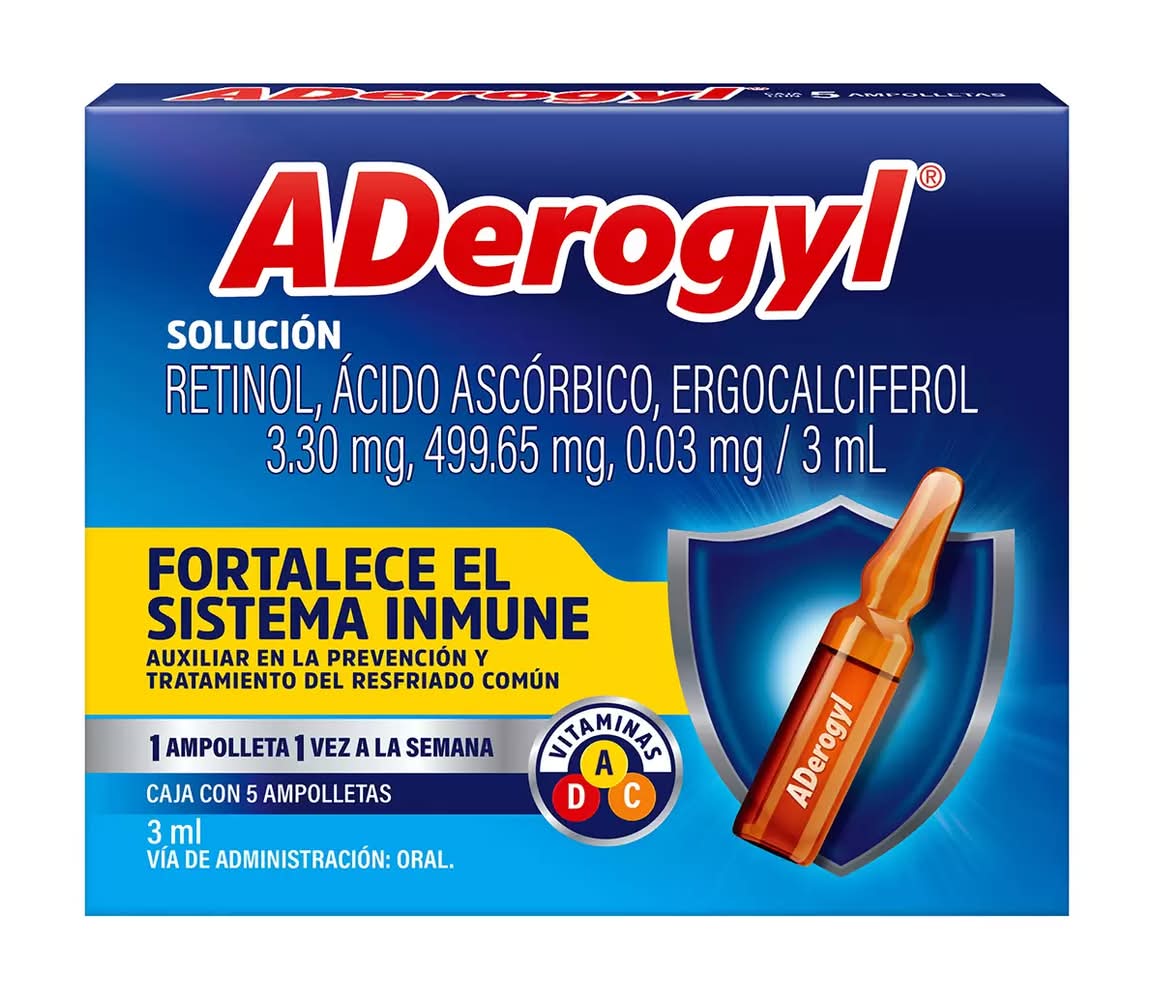 Aderogyl · Vitaminas a, d y c solución (5 x 3 ml)
