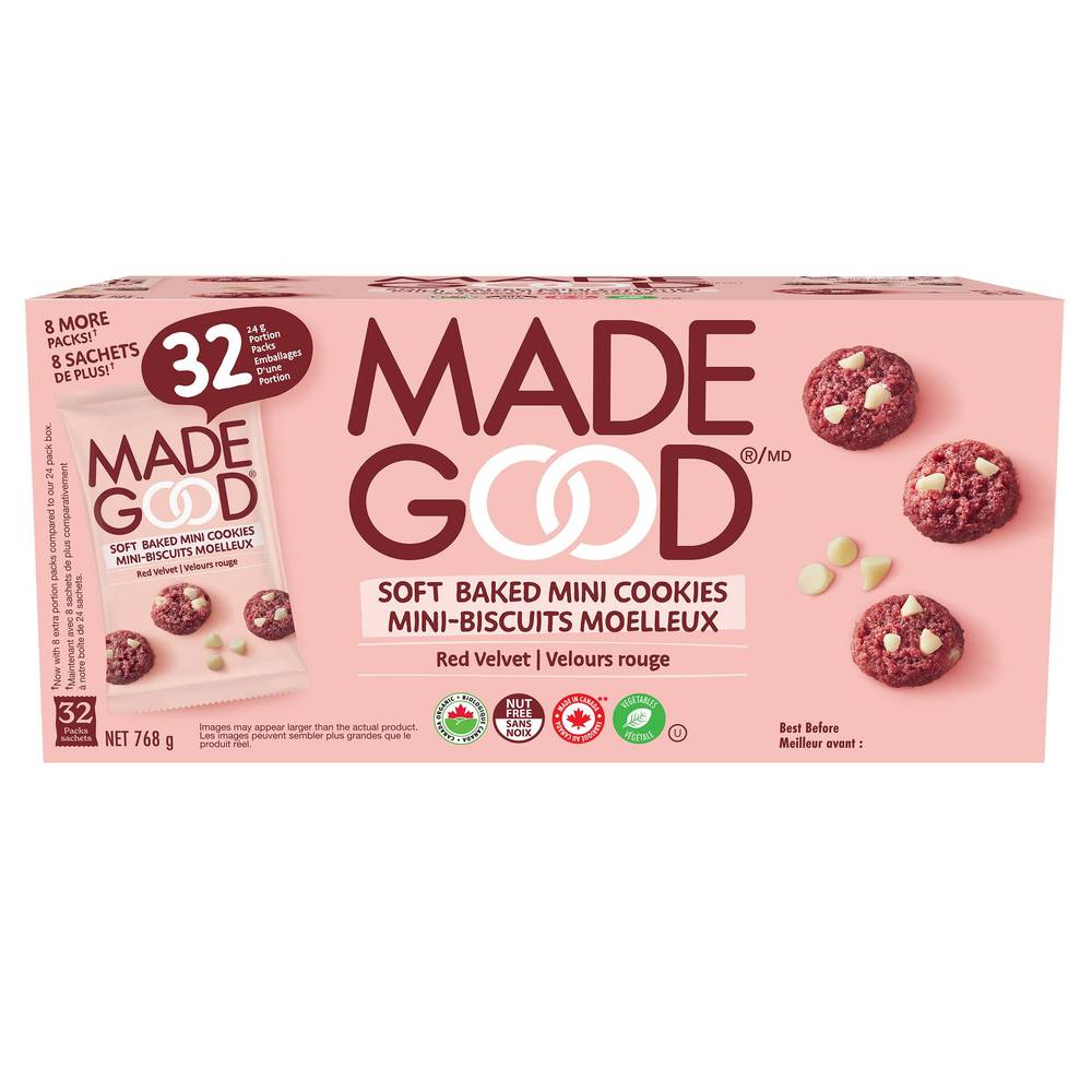 Madegood - Mini-Biscuits Moelleux Velours Rouge, 32 × 24 G