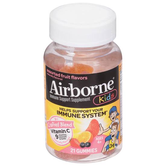 Airborne Kids Assorted Fruit Flavors Immune Support Gummies (21 ct)