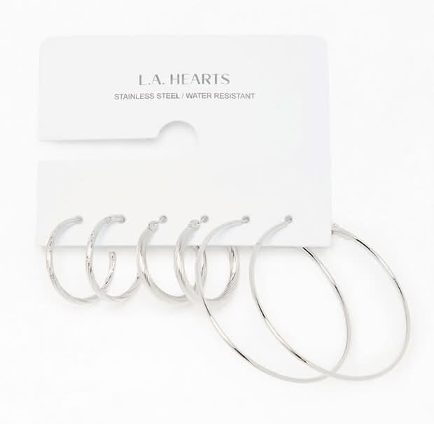 3 Pack  Hoop Earrings Silver One Size