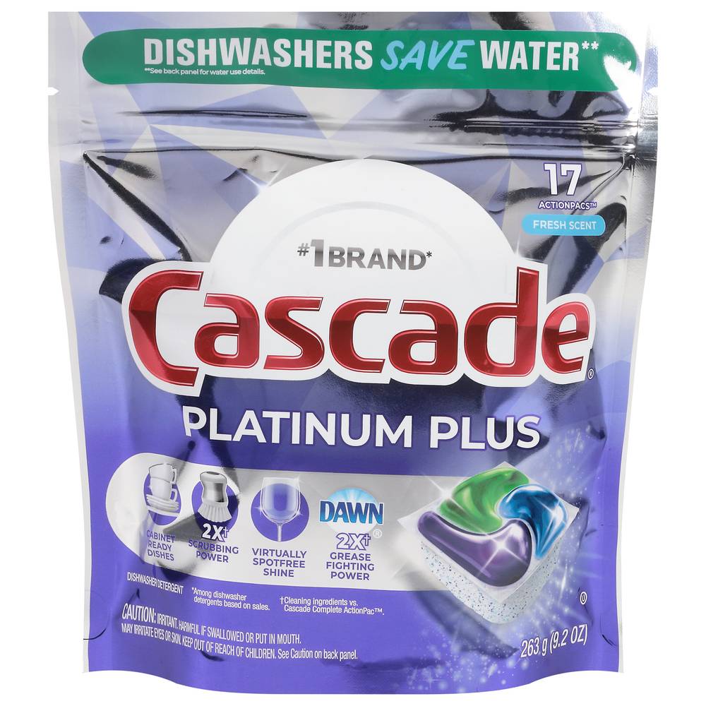 Cascade Platinum Plus Actionpacs Fresh Scent Dishwasher Detergent (9.2 oz)