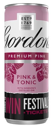 Gordon's Premium Pink Gin & Tonic Ready To Drink Cocktails (250ml)
