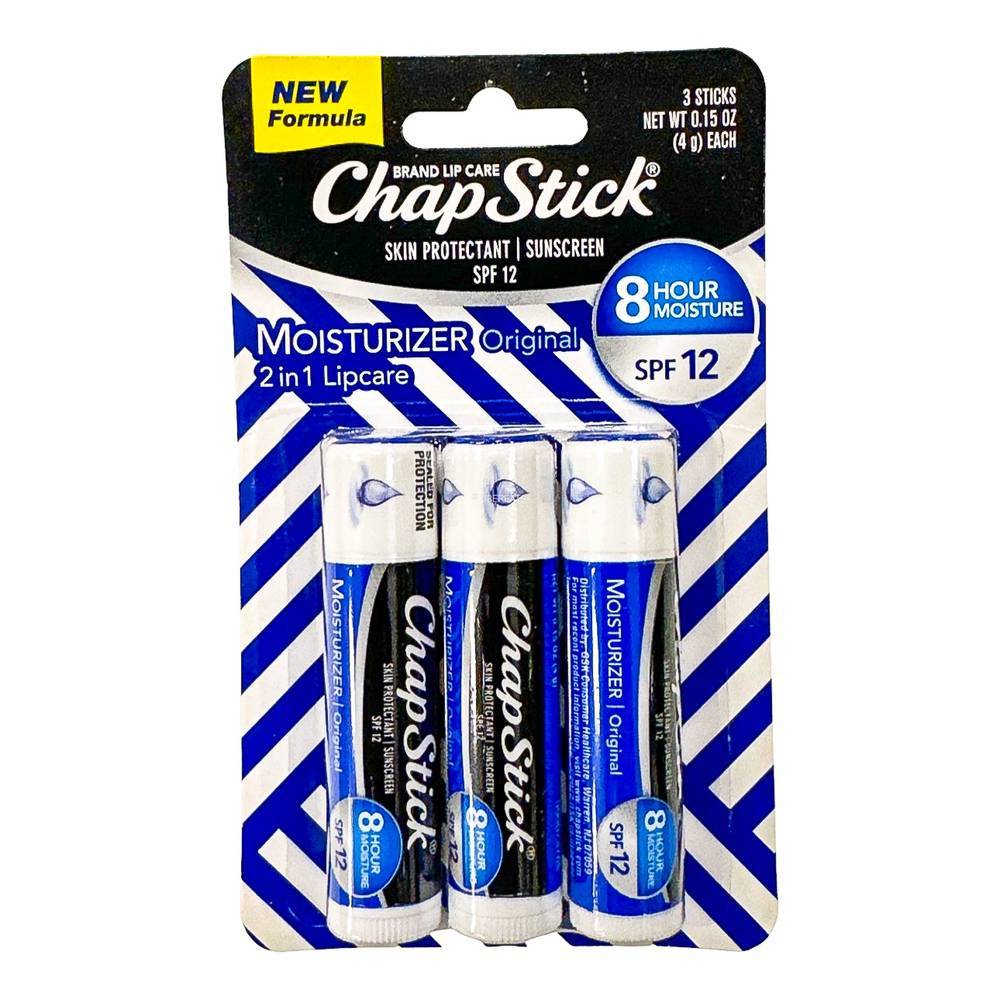 Chapstick Moisturizing Lip Balm With Spf 12 (3 ct)