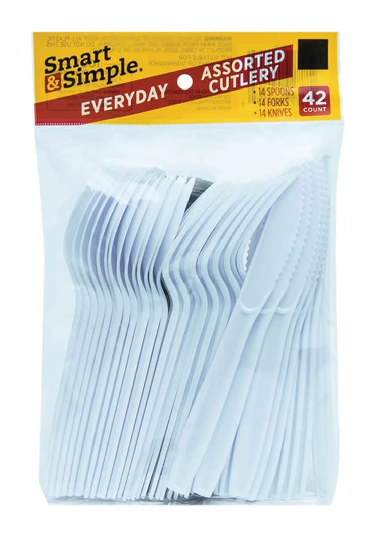 Smart & Simple Everyday Cutlery, White (42 ct)