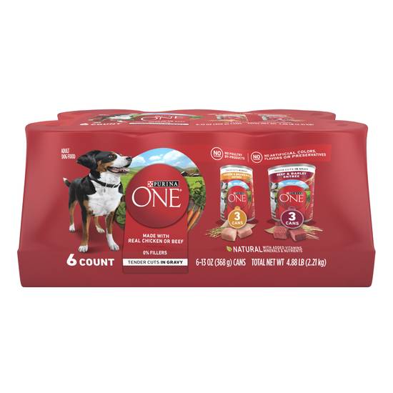 Purina One Tender Cuts in Gravy Brown Rice & Barley Entrees Wet Dog Food (6 ct) (chicken-beef)