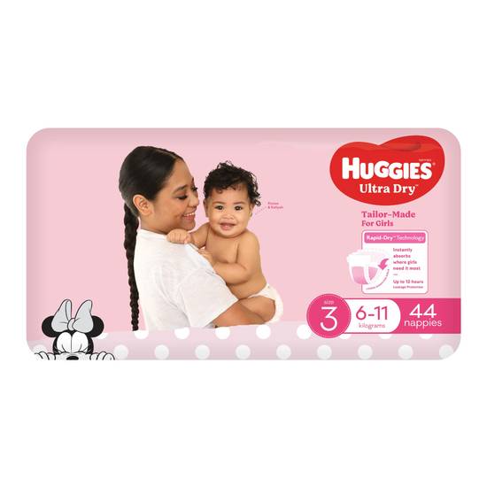 Huggies Ultra Dry Nappies Girls Size 3 (6-11kg) 44 pack