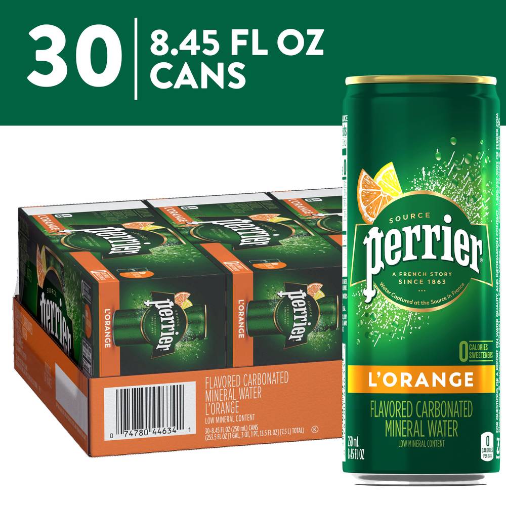 Perrier Sparkling Water Slim (30 pack, 8.45 fl oz) (l'orange)