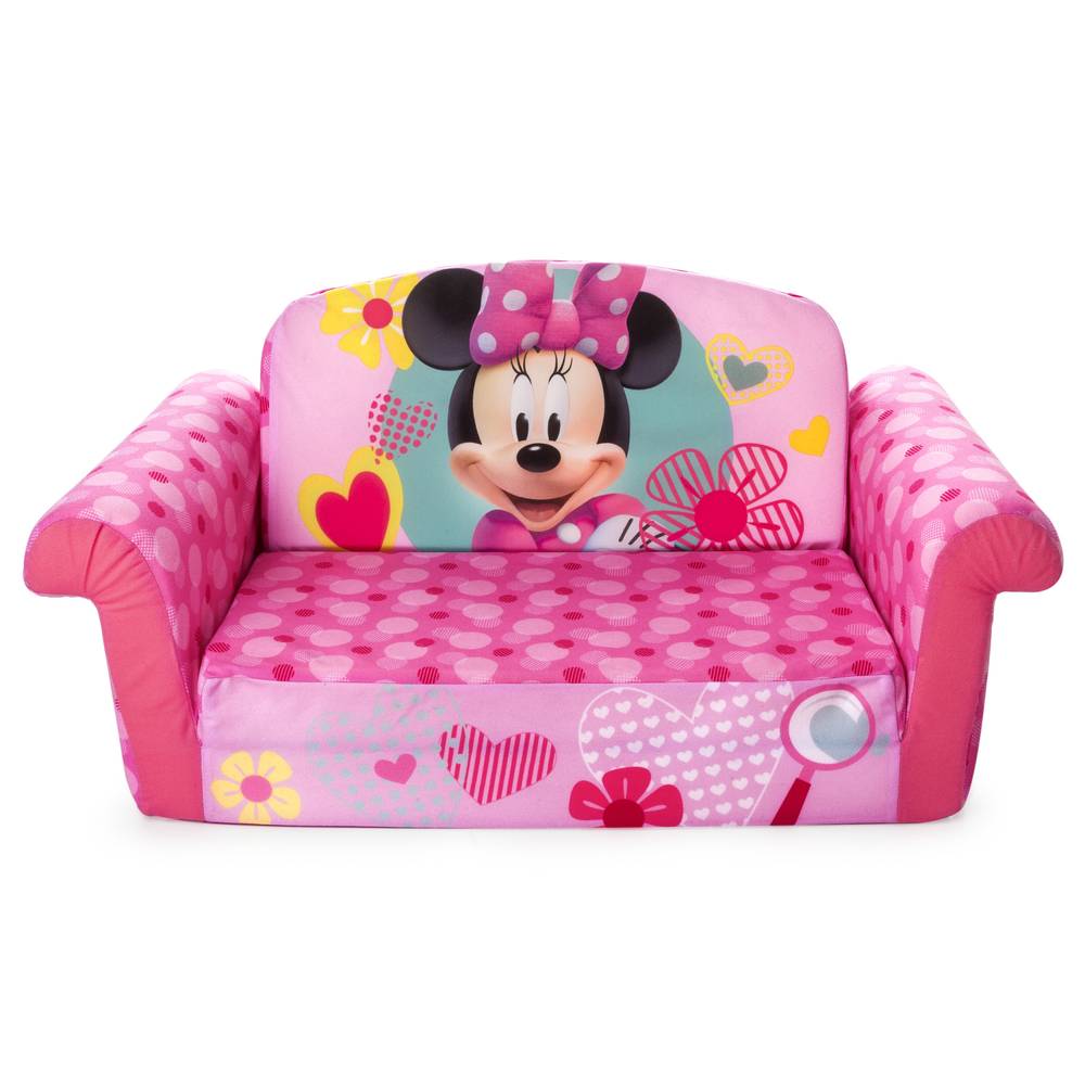 Marshmallow Furniture Children's 2-in-1 Flip Open Foam Compressed Sofa, Minnie Mouse