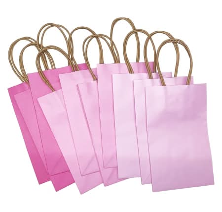 10-Pack Small Kraft Gift Bags 8.35in x 5.2in Pink