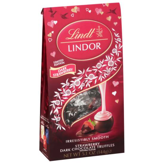 Order Lindt LINDOR Strawberry Dark Chocolate Candy Truffles, Valentine's Day Dark Chocolate with Smooth, Melting Center, 5.1 oz. Bag food online from CVS store, Providence County on bringmethat.com
