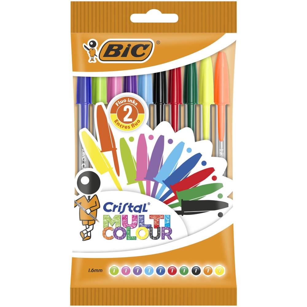 BiC - Cristal multicolour stylos-bille pointe large 1,6 mm couleurs assorties