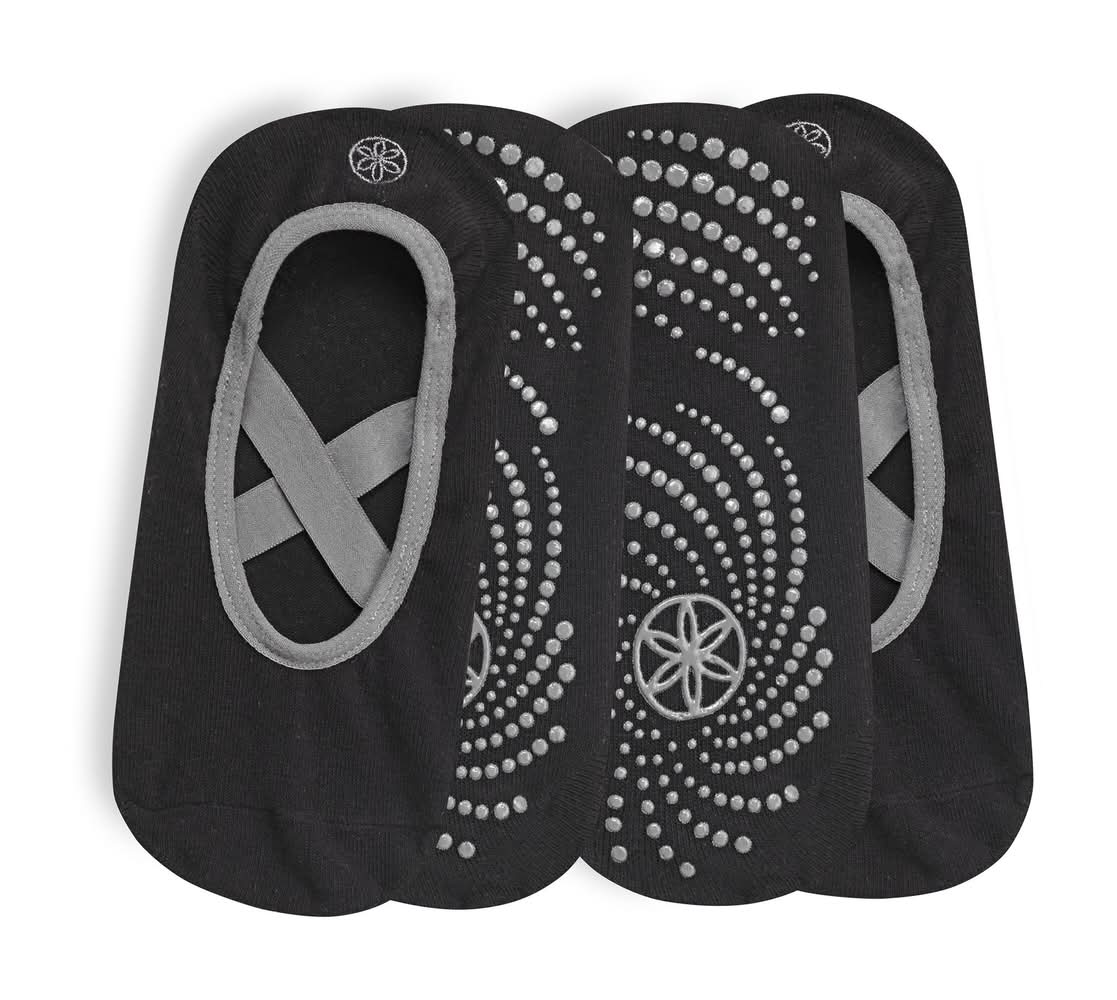 Gaiam Grippy Yoga Barre Socks, Black-Grey (2 ct)