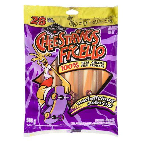 Black diamond ficello marbré - cheestrings marble (28 unités)