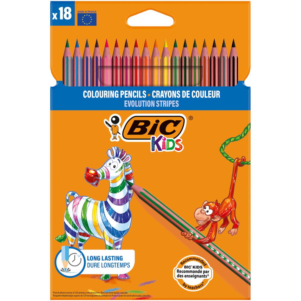 Lápis Cor Bic Kids Evolution Stripes 18 unidades