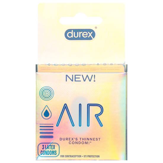 Durex Air Natural Extra Thin Rubber Latex Condoms (3 ct)
