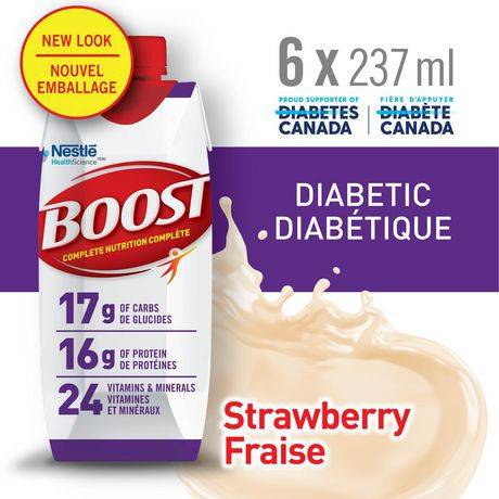 Boost Diabetic Strawberry Nutritional Supplement Drink (pack of 6 | 6 x 237 ml)