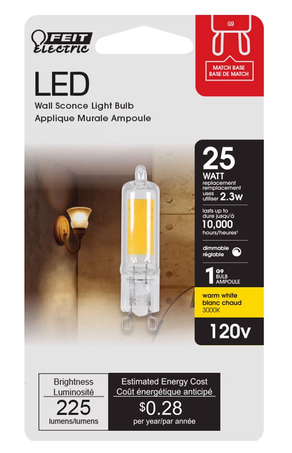 Feit T4 G9 Led Bulb Warm White 25 Watt Equivalence 1 Pk