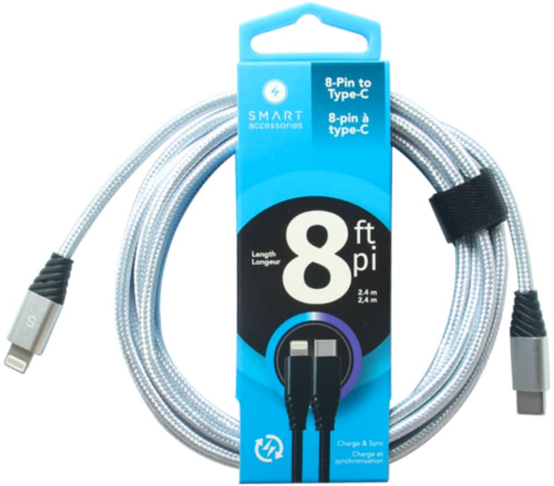 Smart 8'Long Type C Braided Charging Cable