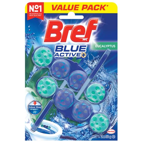 Bref Blue Active Toilet Cleaner Block Eucalyptus (2 pack)