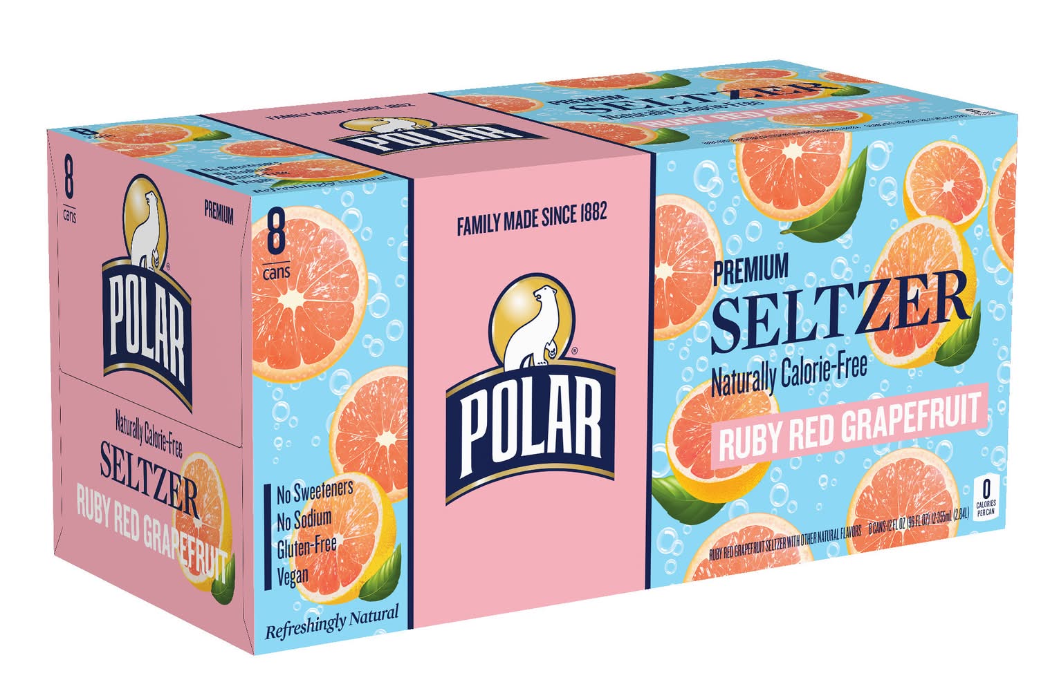 Polar Premium Seltzer, Ruby Red Grapefruit (8 x 12 fl oz)