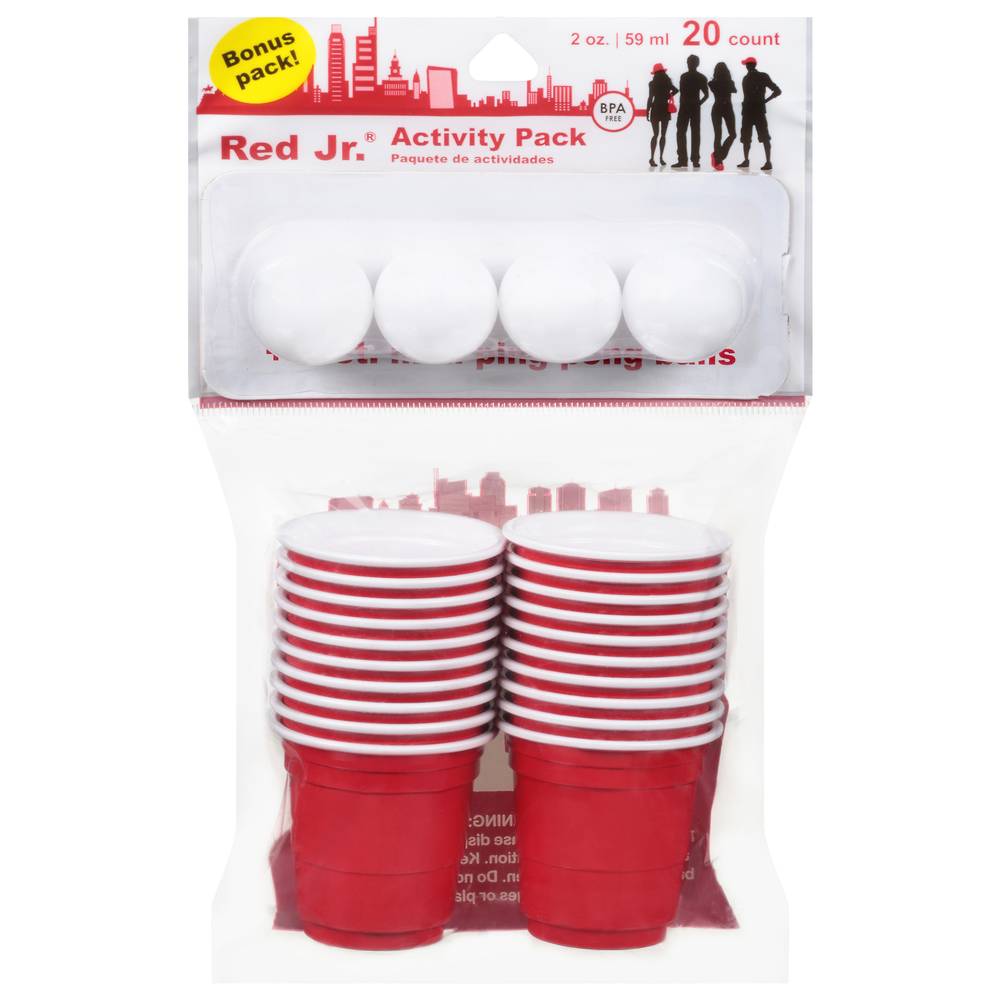 Red Jr. Red Plastic Cups With Ping Pong Balls