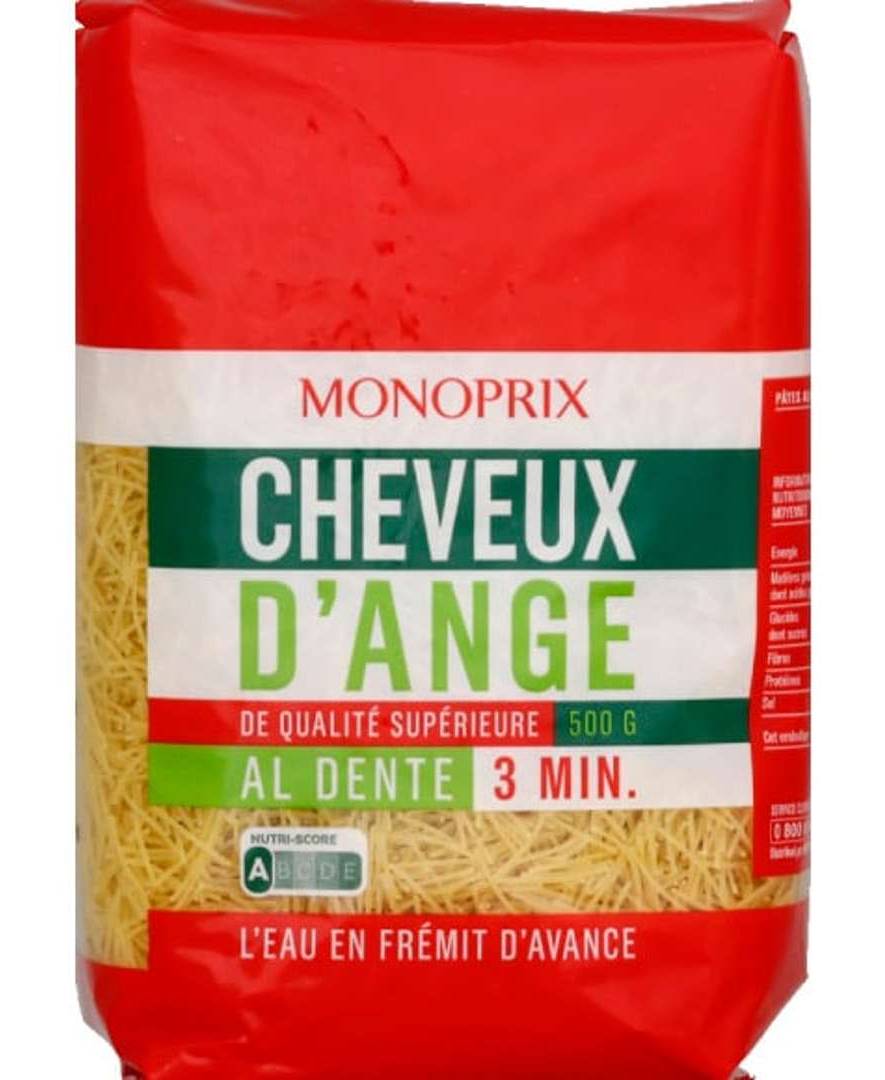 Monoprix - Pâtes cheveux d'ange de qualité supérieure (500g)