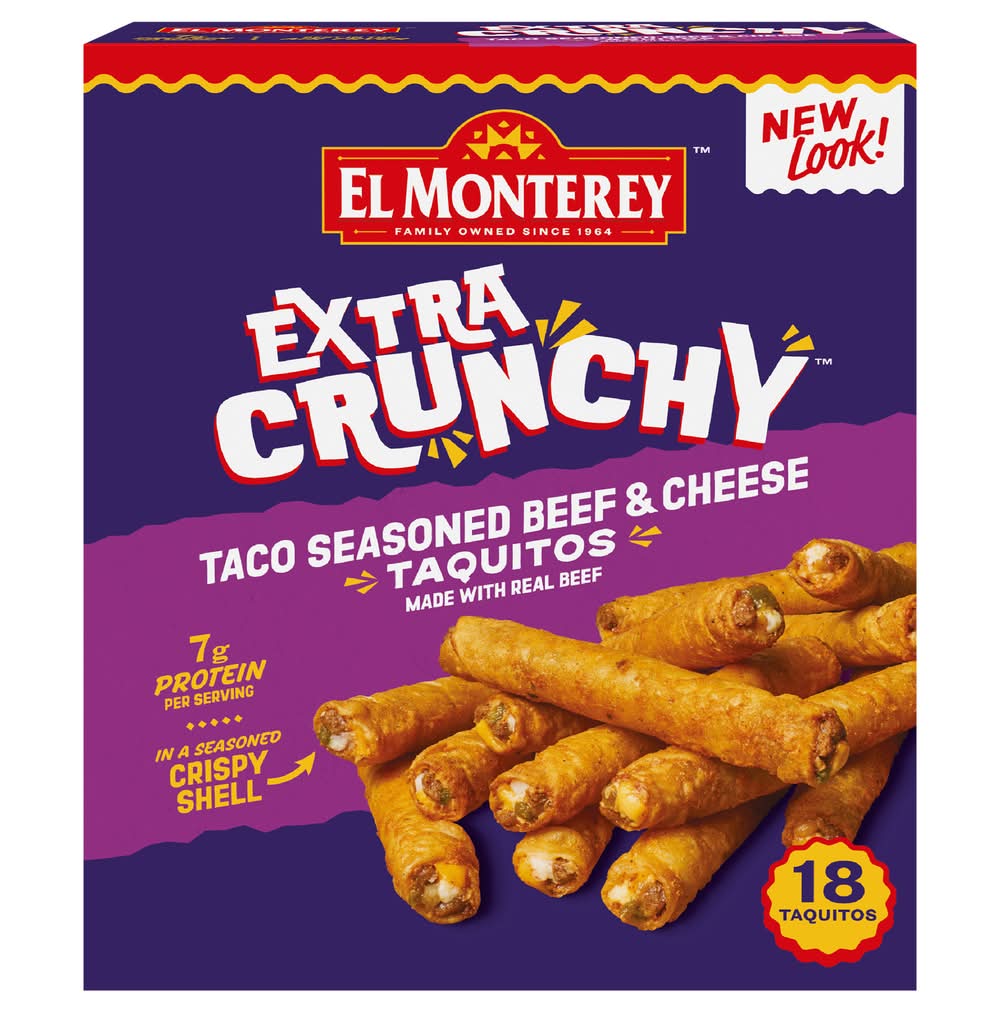 El Monterey Extra Crunchy Taquitos, Taco Seasoned Beef & Cheese (20.7 oz, 18 ct)