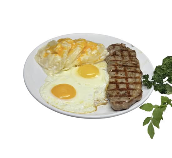Angus New York Steak and Eggs