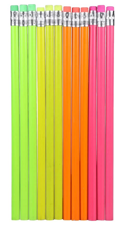 Jot Brightly-Colored #2 Wooden Pencils, Assorted (12 ct)