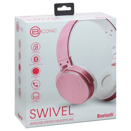 Biconic Swivel Wireless Bluetooth Stereo Headphone pink