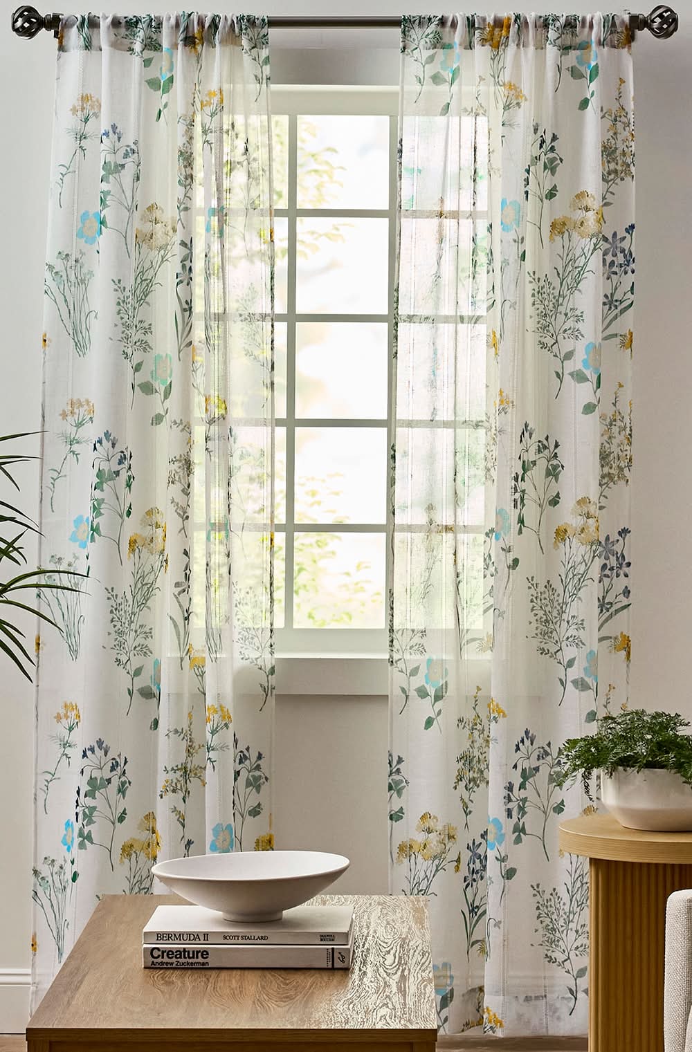 allen + roth 84-in Multi Floral Light filtering Rod pocket Curtain panel pair