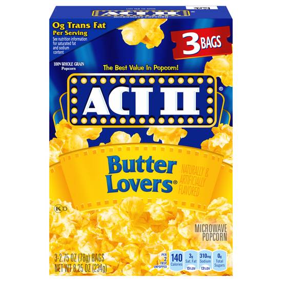 Act Ii Butter Lovers Microwave Popcorn (3 ct)