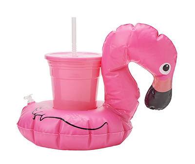 Real Living Party Cup & Inflatable Flamingo Drink Holder Set (pink)