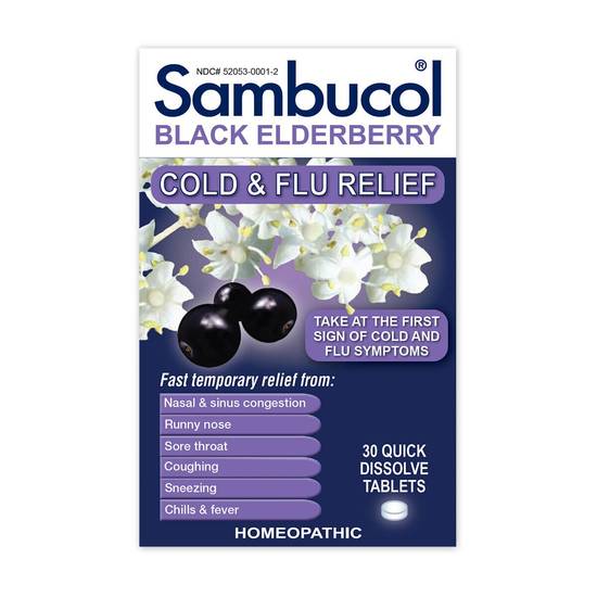 Homeopathic  Sambucol Cold and Flu Relief Tablets, 30CT