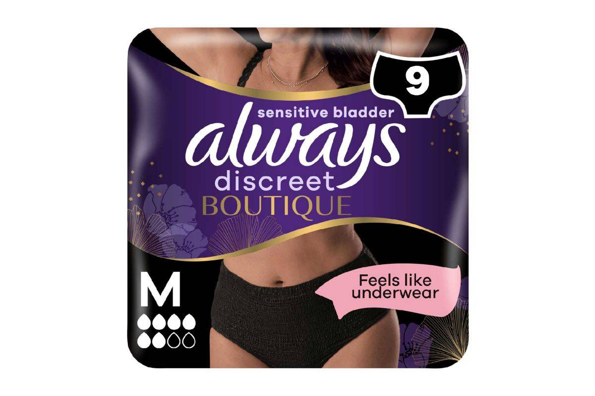 Always Discreet Boutique Underwear Incontinence Pants Medium Black x 9