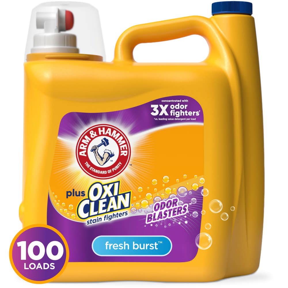 Arm & Hammer Plus Oxiclean Odor Blasters Liquid Laundry Detergent 106 Loads, Fresh Burst (138 fl oz)