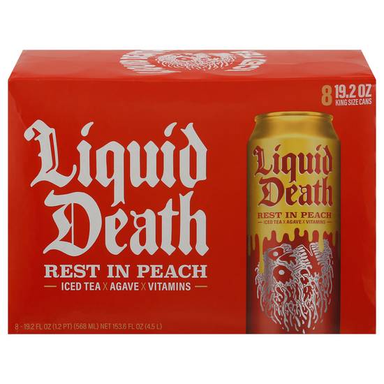 Liquid Death Vitamins Agave Rest in Peach Iced Tea King Size (8 ct , 19.2 oz)