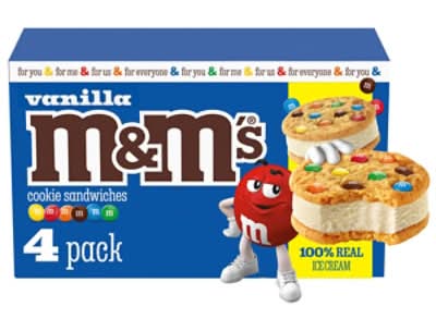 M&M's Ice Cream Cookie Sandwiches, Vanilla (4 x 4 fl oz)