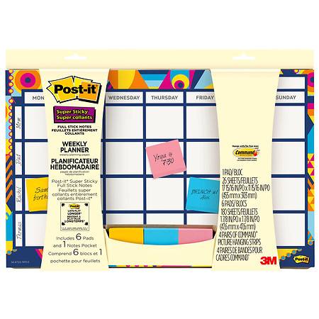 Post-it Weekly Planner Pages plus Super Sticky Adhesive Notes - 1.0 set