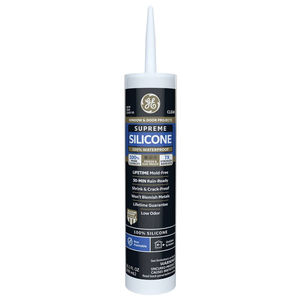 GE Supreme Silicone Windows, Doors, Exteriors 10.1-oz Window and Door Clear Silicone Caulk | 2814816