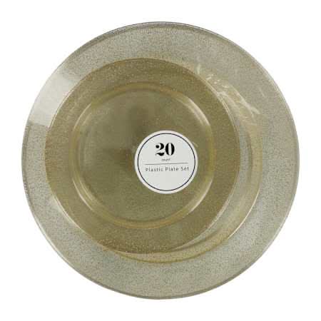 Plastic Plate Set 20-Count Cream