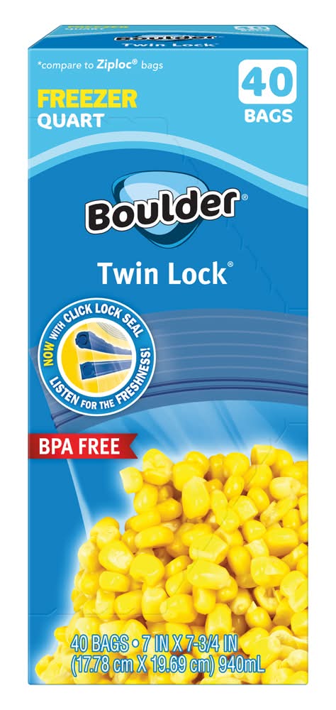 Boulder Canyon Quart Freezer Twin Lock Bags (40 ct)