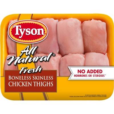 Tyson All Natural Boneless & Skinless Antibiotic Free Chicken Thighs - 1.26-2.938 lbs - price per lb