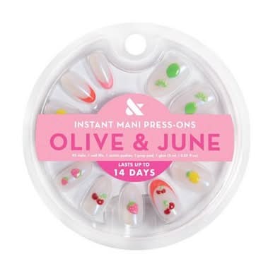 Olive & June Puffy Fruits Instant Mani Press-On Fake Nails, M (42 ct)