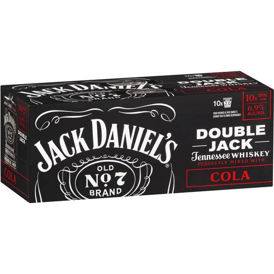Jack Daniels Double Jack & Cola Can 375mL  X 10 Pack